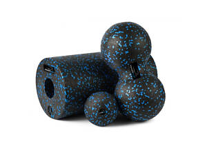 Набор для йоги PowerPlay PP_4008 EPP Foam Roller Set роллер + 2 массажных мяча Черно-синий.