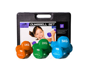 Набір гантелей в кейсі 12 кг. PowerPlay 4118 Fitness Dumbells (2шт.*1кг. 2шт.*2кг. 2шт.*3кг.)