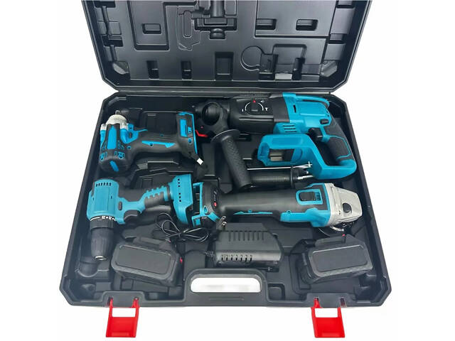 Набір інструментів 4 в 1: перфоратор, гайковерт, шуруповерт, кутова шліфмашина XPRO (45163-9712_4664)