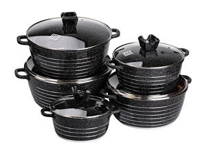 Набір із 5 господарських каструль, 2,5-9 літрів, товсте дно, алюміній MGC HP-4-411B