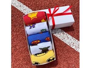 Набор женских носков 36-41 5 пар с мультяшным рисунком в подарочной коробке.