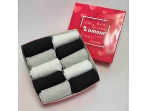 Набор женских высоких носков в рубчик на 10 пар 36-41 в подарочной коробке.