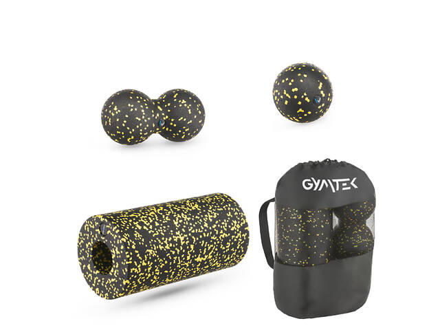 Набір масажерів Gymtek для йоги та фітнесу EPP чорно-жовтий - Фото 2