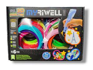 Набір PLA ECO пластик 20 кольорів 100 метрів нитки для 3D ручки ПЛА ЕКО стрижні MyRiwell комплект Classic 3Д