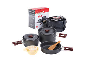 Набір посуду Naturehike 3-4 NH (2 каструлі+ кришки+сковорода) NH15T203-G Grey