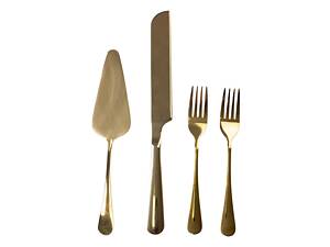 Набор приборов для подачи торта 4 предмета из нержавеющей стали Золотистый HP-20-53
