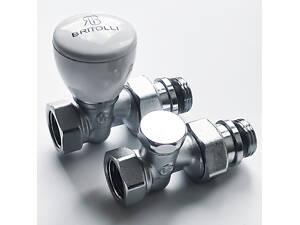 Набір радіаторних кранів Britolli 1/2'', прямий з вентилем + прямий під ключ