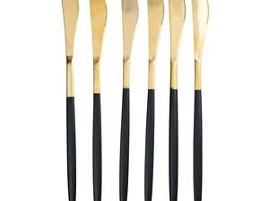 Набір столових ножів 6 штук ножі сервірувальні столові 22.5 см Чорний із золотом HP-20-6