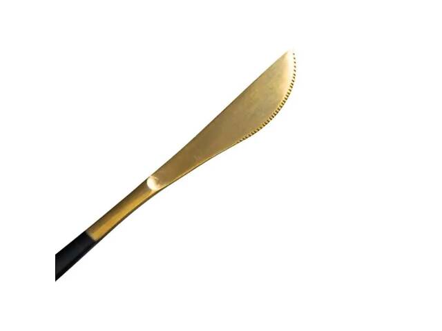 Набор столовых ножей 6 штук ножи сервировочные столовые 22.5 см Черный с золотом HP-20-6 - Фото 2