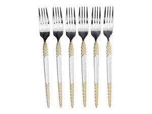 Набір столових виделок 6 штук виделка з нержавіючої сталі 21 см Срібло з золотом HP-20-38