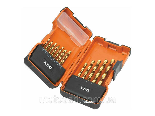 Набір свердл по металу AEG Power: Ø= 2-10 мм, HSS-G TIN DIN338, 19 шт, в футлярі - Фото 1