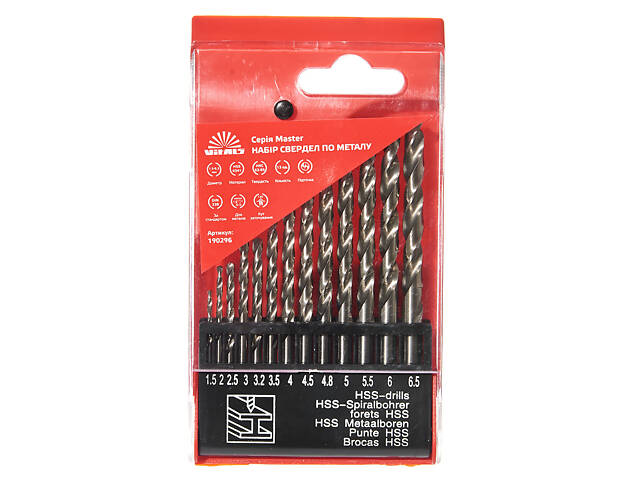 Набір свердл по металу HSS 4341 13 од. 1.5–6.5 мм Vitals Master - Фото 1