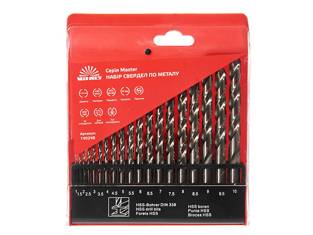 Набір свердл по металу HSS 4341 19 од. 1–10 мм Vitals Master - Фото 1