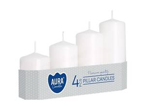 Набір свічок 4 шт. циліндр Bispol AURA Candles Білі (sw50/4-090)