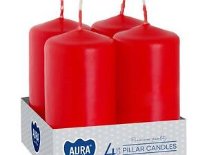 Набір свічок 4 шт. циліндр Bispol AURA Candles Червоний (sw40/80-030)