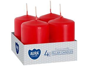 Набір свічок 4 шт. циліндр Bispol AURA Candles Червоні (sw40/60-030)
