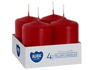 Набір свічок 4 шт. циліндр Bispol AURA Candles Бордові (sw40/60-036)