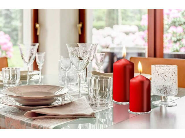 Набір свічок 4 шт. циліндр Bispol AURA Candles Червоний (sw40/80-030) - Фото 3