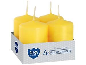 Набір свічок 4 шт. циліндр Bispol AURA Candles Жовті (sw40/60-010)