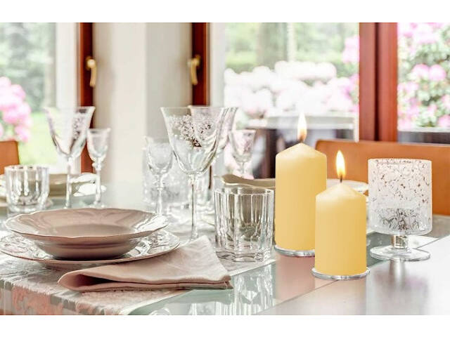 Набір свічок 4 шт. циліндр Bispol AURA Candles Жовті (sw40/60-010) - Фото 2