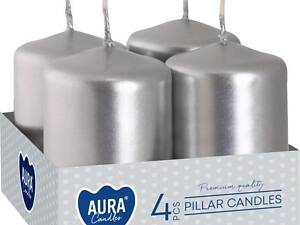 Набір свічок 4 шт. циліндр Срібний металик і (sw40/60-271)