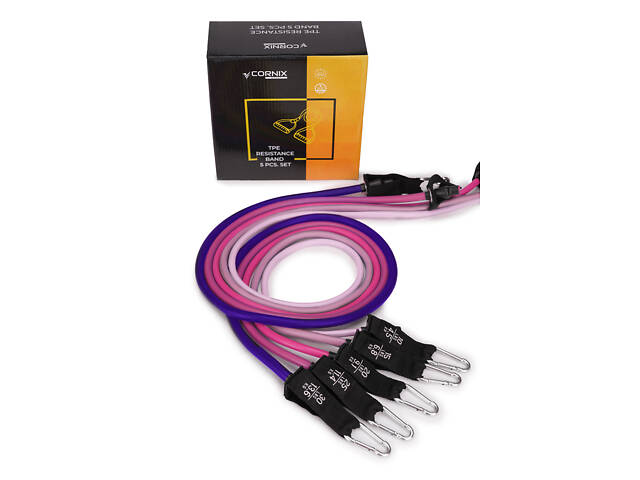 Набір трубчастих еспандерів Cornix 5 шт 4.5-13.6 кг XR-0258 - Фото 5