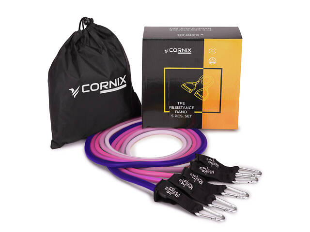 Набір трубчастих еспандерів Cornix 5 шт 4.5-13.6 кг XR-0258 - Фото 4