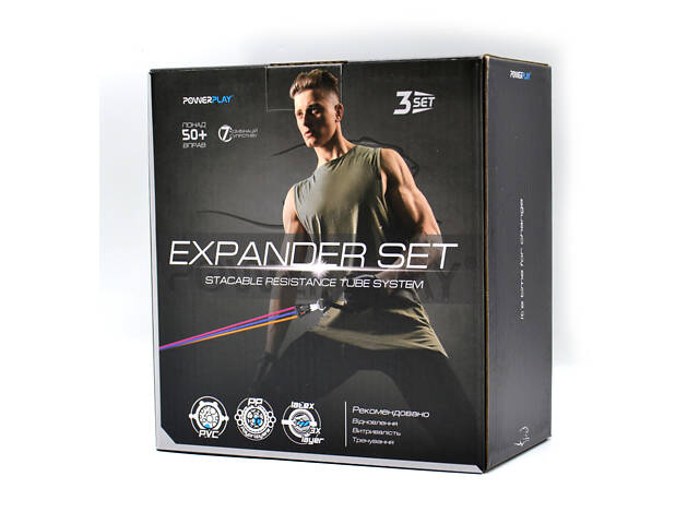 Набір трубчастих еспандерів PowerPlay PP-4101 Expander Tube Set 3шт. (до 18,2 кг.) - Фото 9