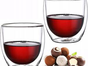 Набір 2 скляних склянки Kamille 250 мл із подвійними стінками (термостакан)