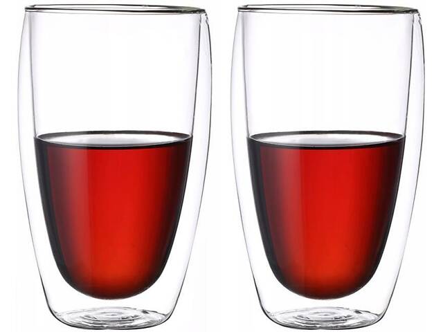 Набір 2 скляних склянки Kamille 450 мл із подвійними стінками (термостакан) - Фото 1