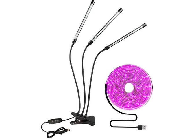 Набір 2 в 1 фітолампа Plant Grow Light 8075, фітострічка 2 м 9439 - Фото 1