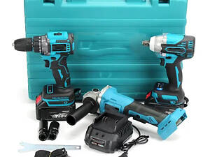 Набір 3/1 акумуляторних інструментів у кейсі: болгарка, шуруповерт, гайковерт