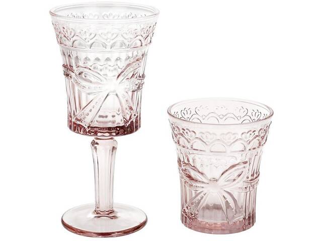 Набір 6 склянок 'Бант' 260 мл, рожеве скло - Фото 2