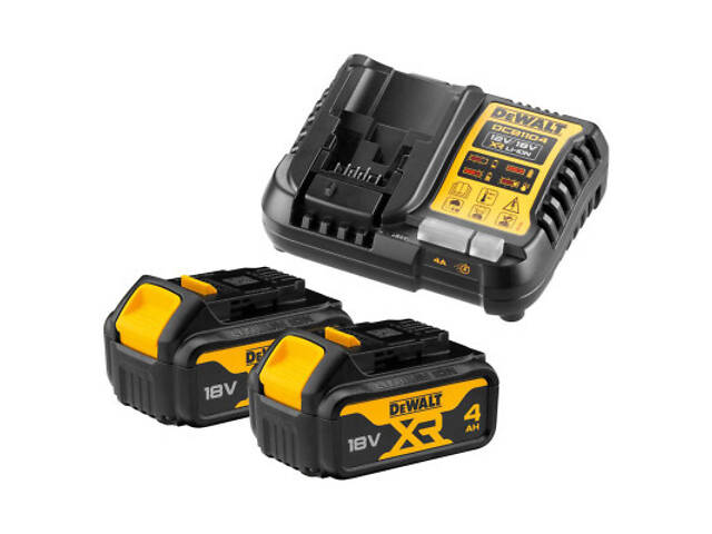 Набір акумулятор + зарядний пристрій DeWALT 10,8 - 54V, 4A, 18V XR Li-Ion, 2x4Ah (DCB1104M2) - Фото 1