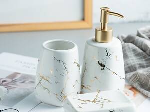 Набор аксессуаров для ванной комнаты Мрамор 11454 3 предмета белый