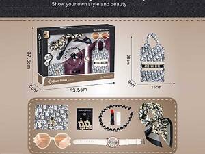 Набір аксесуарів S 3 (24) сумка, окуляри, хустинка, гаманець, годинник, обруч для волосся, помада, сережки, в коробці