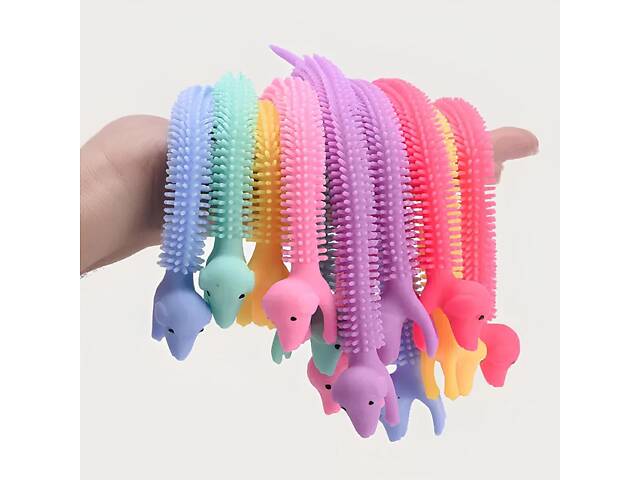 Набір антистрес іграшок Собачки RESTEQ 21 см, 6 шт, м'які тягучки з термопластичної гуми - Фото 1