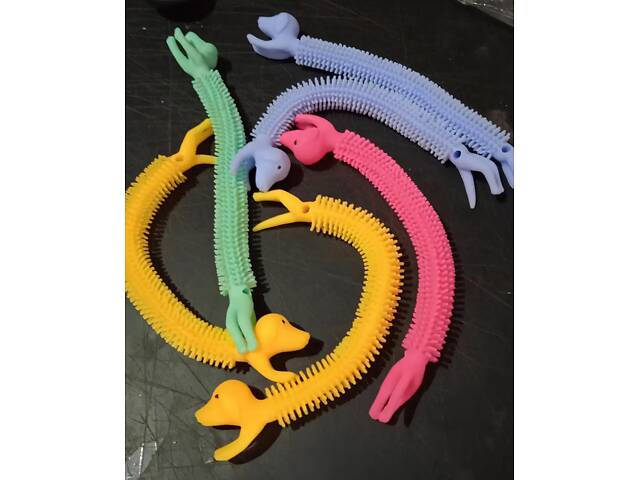 Набір антистрес іграшок Собачки RESTEQ 21 см, 6 шт, м'які тягучки з термопластичної гуми - Фото 3