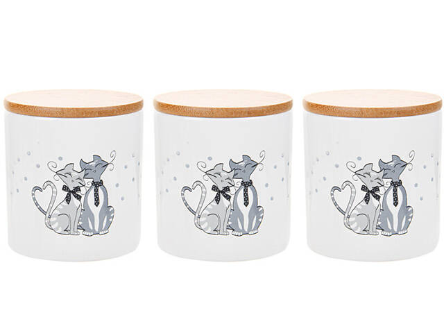 Набір банок для сипких із 3 шт Lefard Коти 450 мл 11х10 см 940-252 - Фото 1