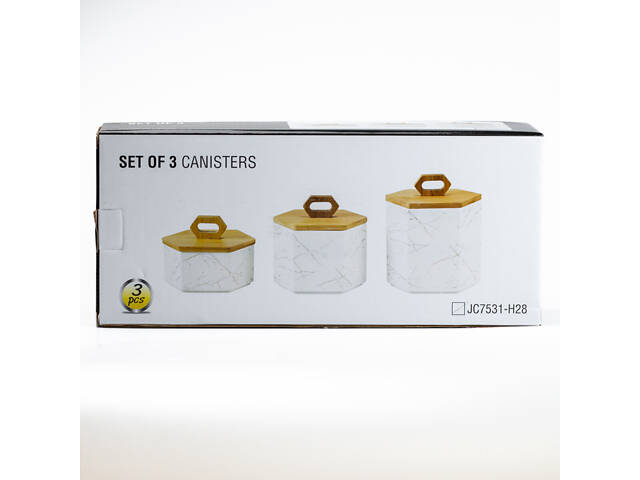 Набор банок для сыпучих продуктов 3 шт баночки для специй • банки с крышками 19 см • 16 см • 11.5 см - Фото 6