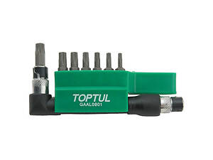Набір біт TORX TOPTUL 1/4' T10H-T40H + Р-обр. перехідник 8ед. GAAL0801