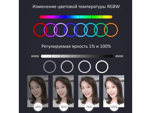 Набір блогера Puluz Ring USB LED лампа PKT3043 10' + штатив 1.1 м (PKT3043) - Фото 3