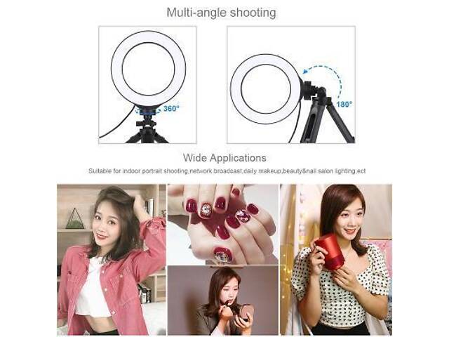 Набір блогера Puluz Ring USB LED лампа PKT3058B 4.7' + штатив 12 см (PKT3058B) - Фото 3