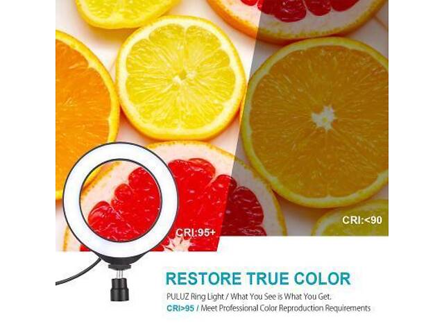 Набір блогера Puluz Ring USB LED лампа PKT3058B 4.7' + штатив 12 см (PKT3058B) - Фото 7
