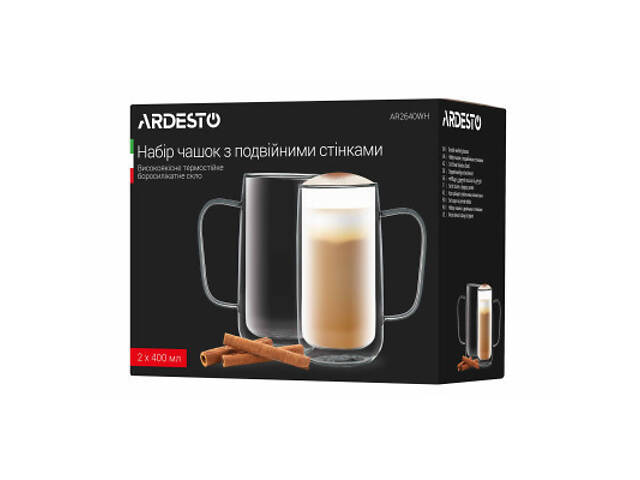 Набір чашок Ardesto 400 мл 2 шт (AR2640WH) - Фото 6