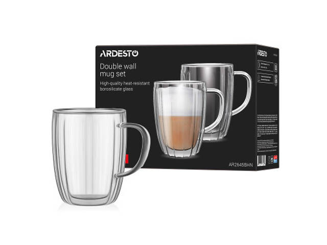 Набор чашек Ardesto 450мл, 2шт, боросилікатне скло, прозорий (AR2645BHN) - Фото 5