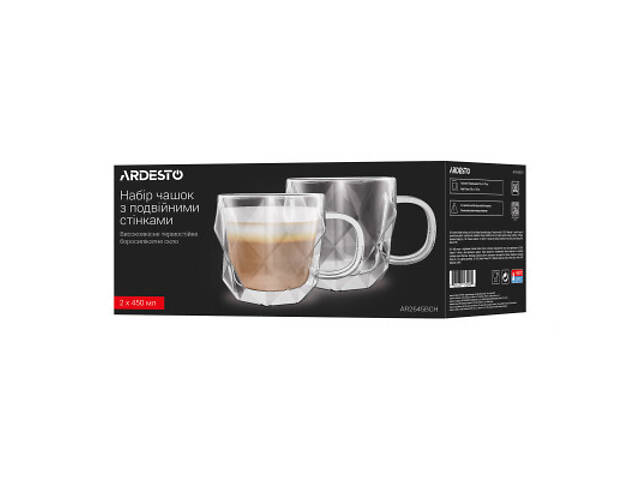 Набор чашек Ardesto BCH 450 мл 2 шт прозорий (AR2645BCH) - Фото 4