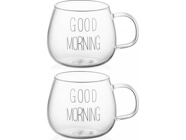Набор чашек Ardesto Good Morning BMR 430 мл 2 шт прозорий (AR2643BMR) - Фото 1