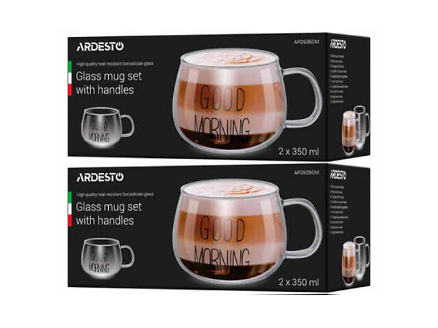 Набор чашек Ardesto Good Morning BMR 430 мл 2 шт прозорий (AR2643BMR) - Фото 4