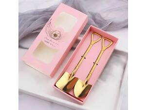 Набор чайных ложек RESTEQ в виде лопаты золотого цвета, 2 шт, нержавеющая сталь 304